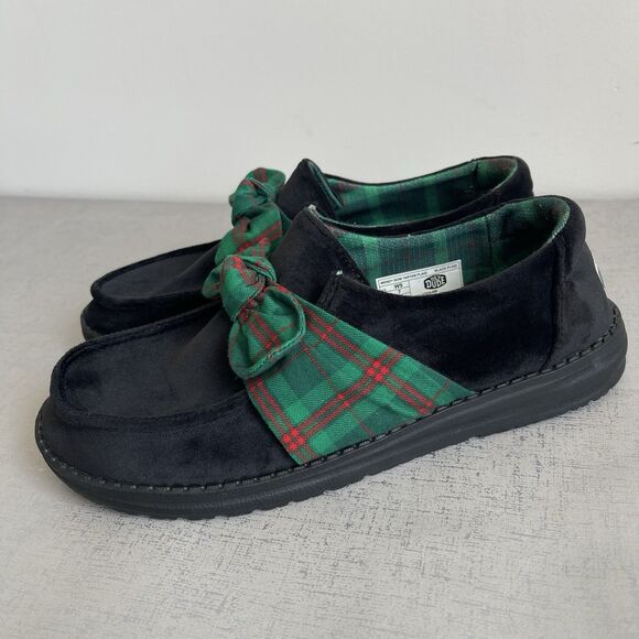Hey Dude Women's Wendy Bow Tartan Plaid Slip-On Loafers Holiday Size 9 - Picture 1 of 13